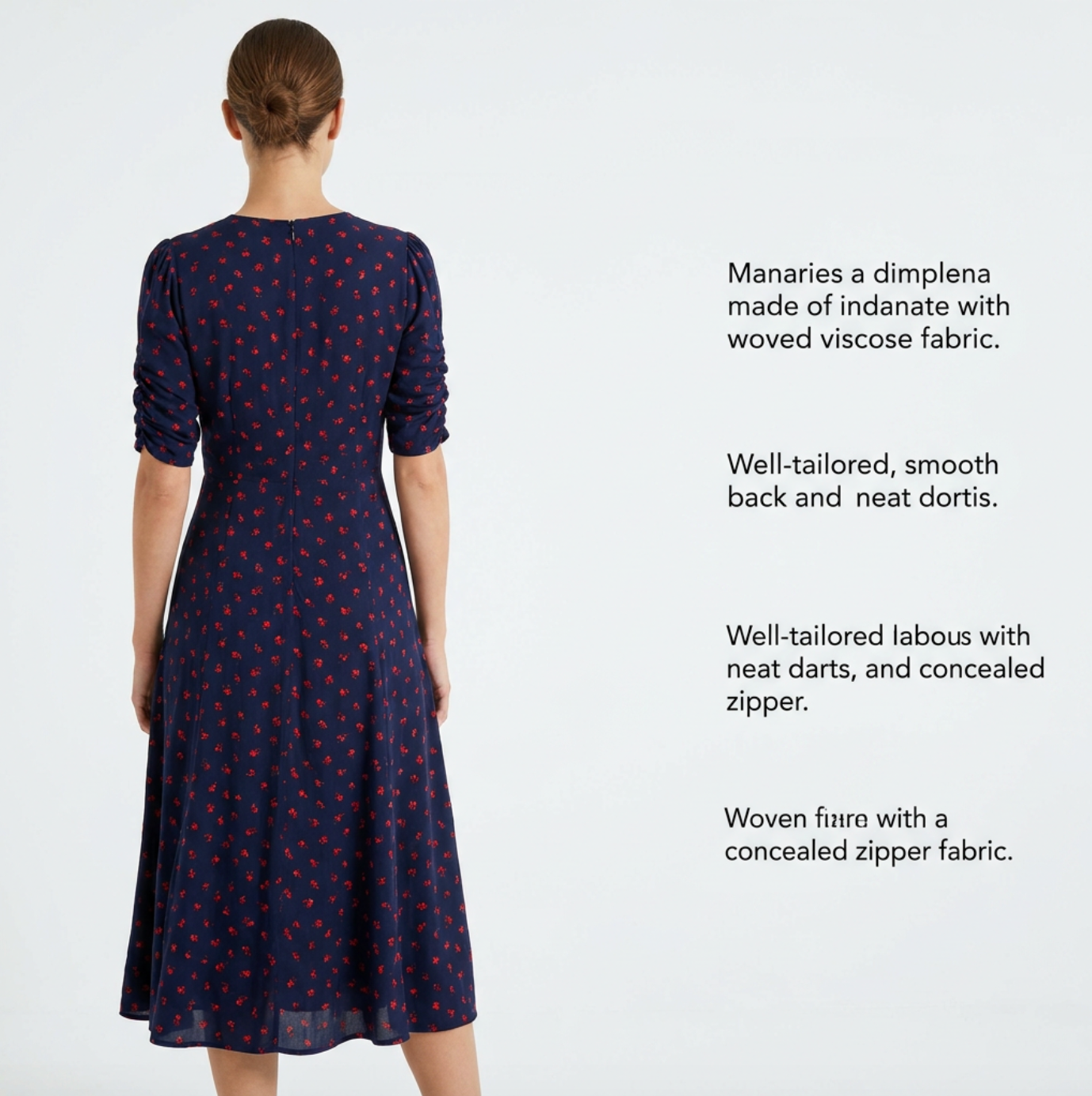 French Vintage Floral Midi Dress – Elegant Feminine Tea Dress