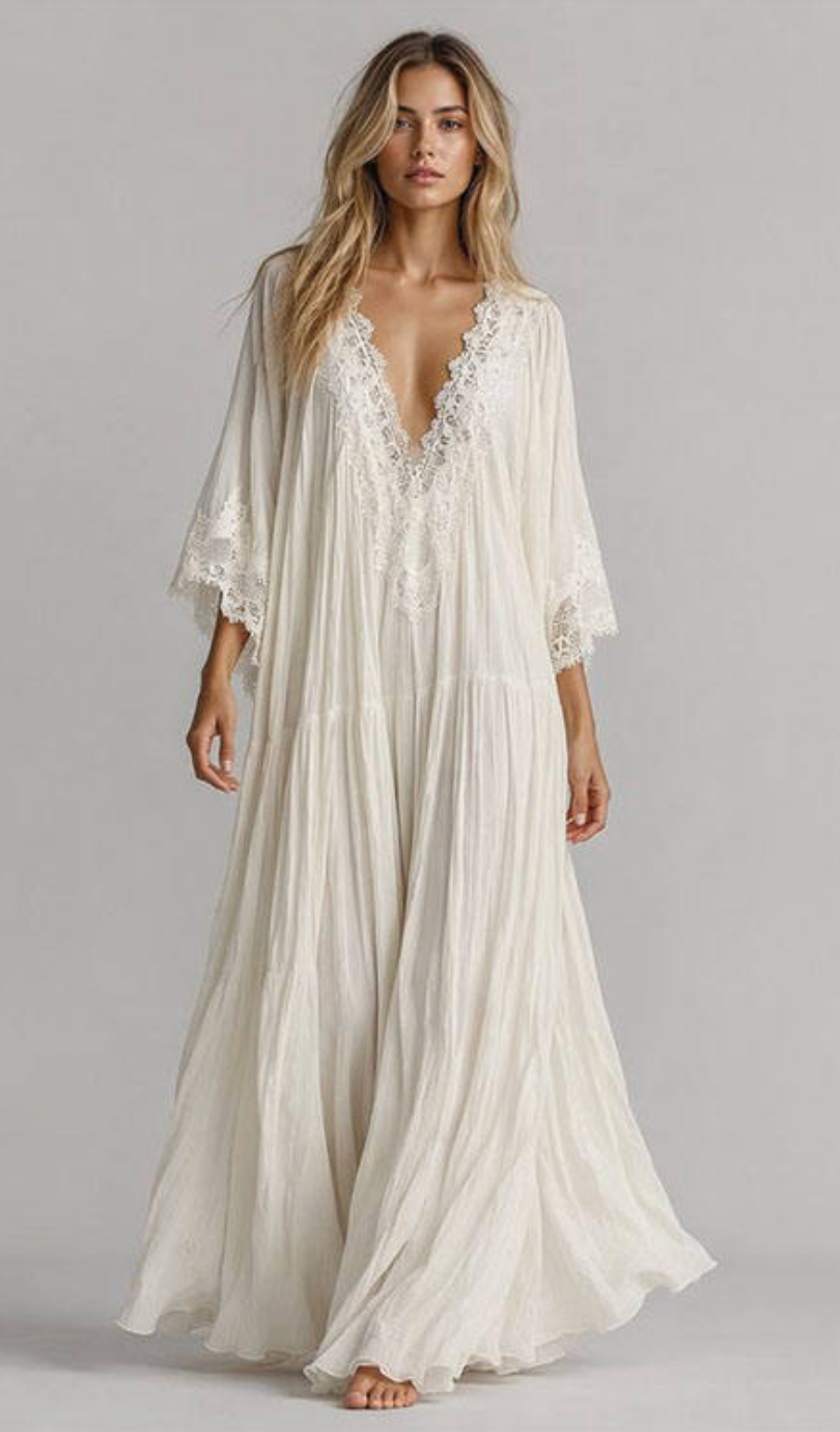 Elegant White Deep V-Neck Maxi Dress – Sophisticated Sleeveless Evening & Party Gown