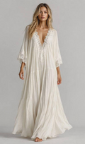 Elegant White Deep V-Neck Maxi Dress – Sophisticated Sleeveless Evening & Party Gown